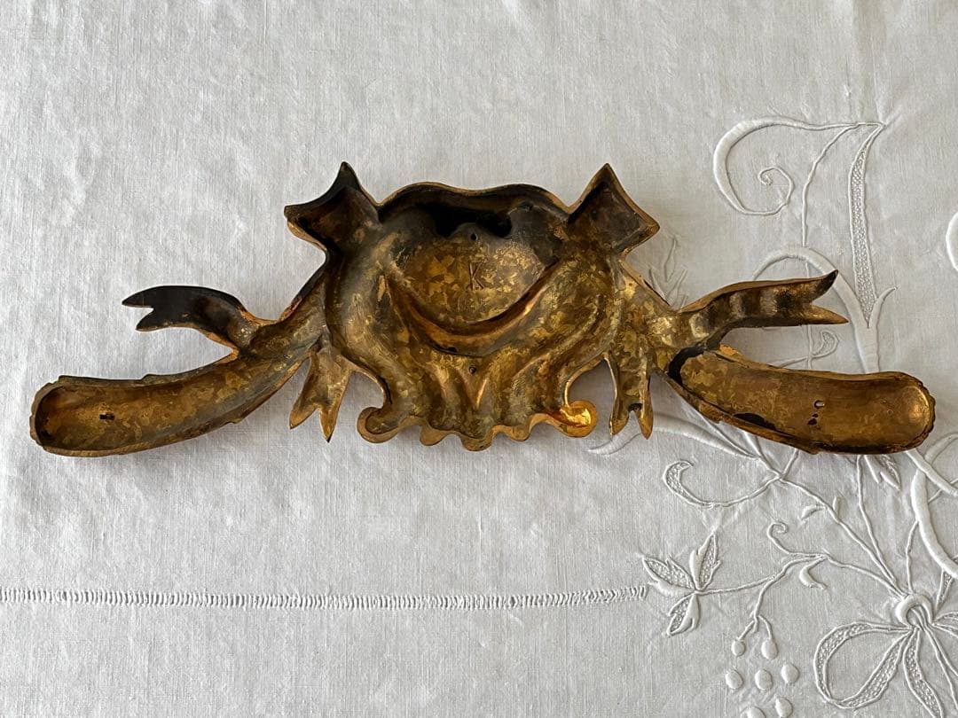 【美品】フランスアンティーク 金属製 リボン装飾 壁掛けオブジェ[2824]