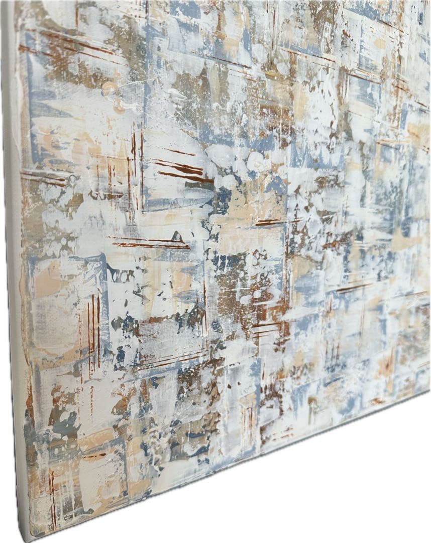 作品名【Tesnus】抽象画 ホワイト ベージュ アート　インテリア　キャンバス