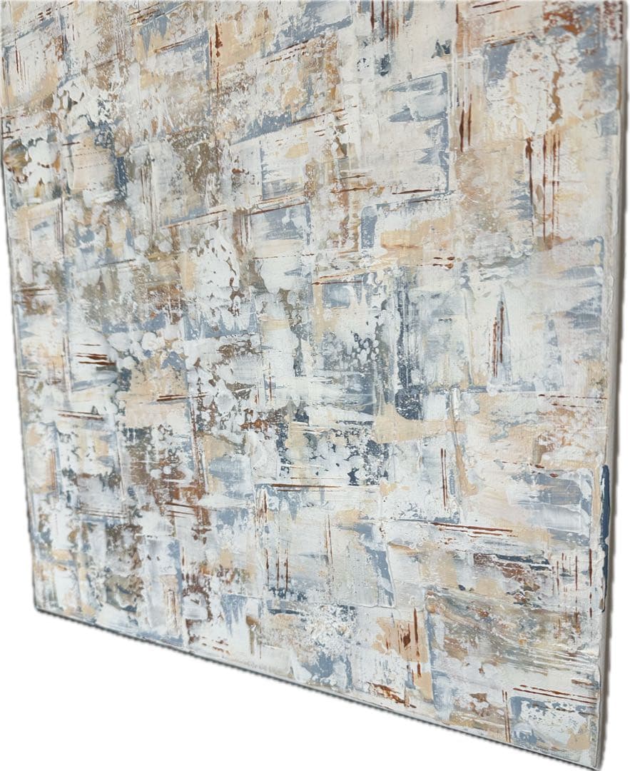 作品名【Tesnus】抽象画 ホワイト ベージュ アート　インテリア　キャンバス