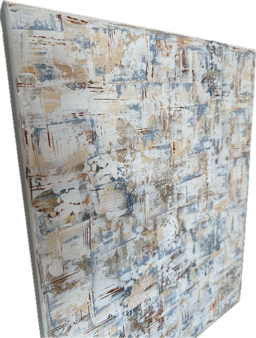 作品名【Tesnus】抽象画 ホワイト ベージュ アート　インテリア　キャンバス