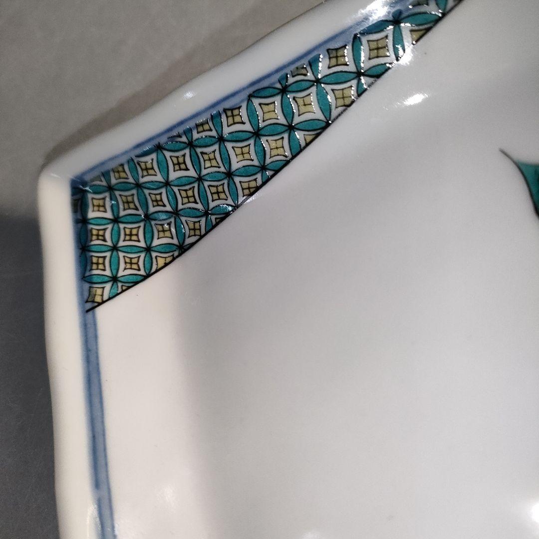 A1296-4/九谷焼/陶全 造/色絵花草文絵替皿揃5客/共箱/角皿/懐石道具/