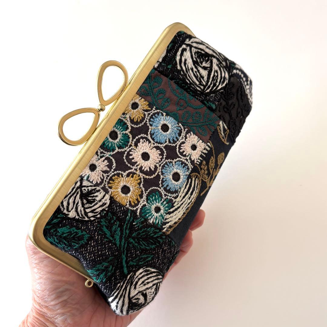 ミナペルホネン ハンドメイド がま口親子長財布 パッチワーク