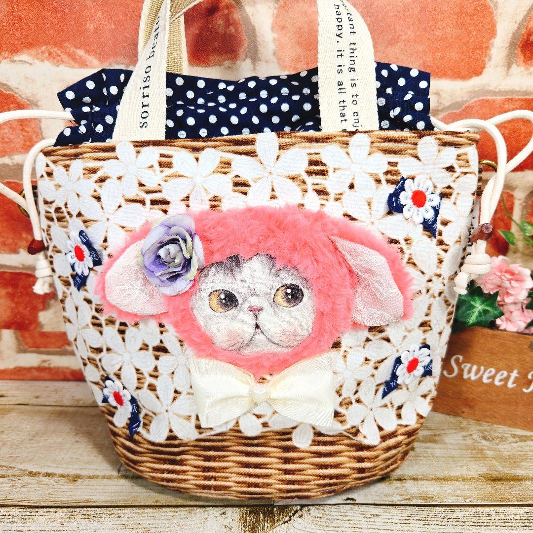 ゆ*ら様 ふわモコ★マンドゥ【巾着トートバッグ&猫型ポーチセット】コヤンイサムチ
