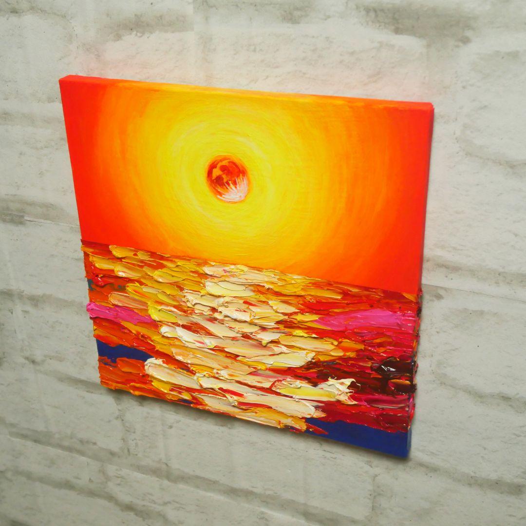 油絵 絵画アートパネル【オレンジの月】
