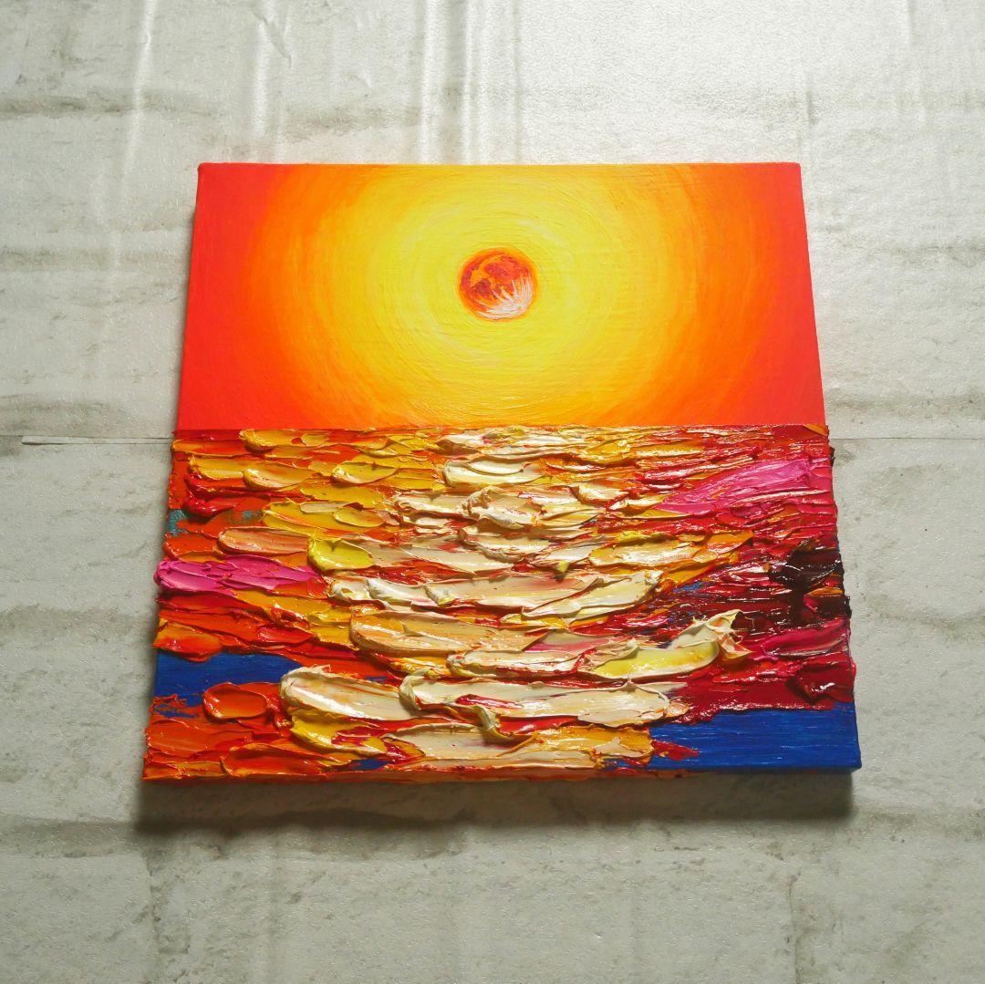 油絵 絵画アートパネル【オレンジの月】