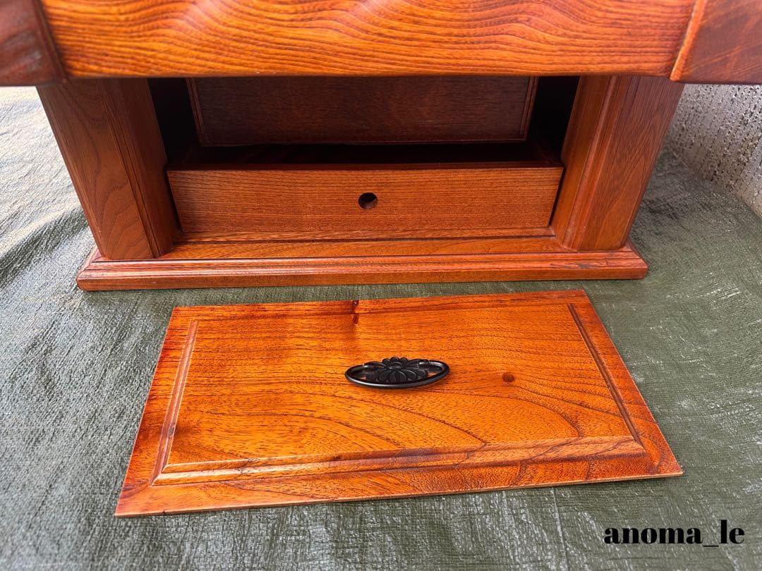 4003【座卓】伝統木芸士　石橋武士作　囲炉裏　欅　収納　和モダン◎