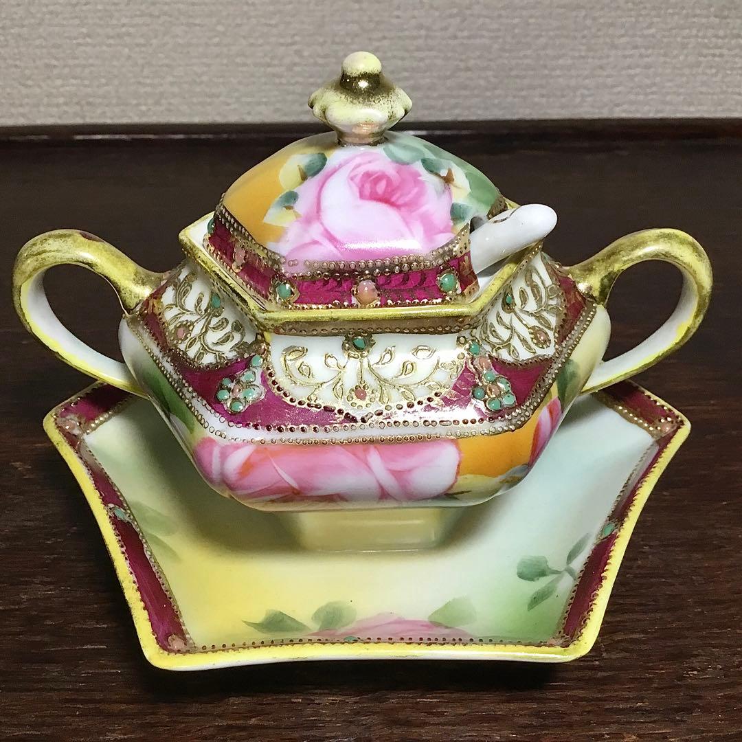 オールドノリタケ◆シュガーポット◆金彩 薔薇