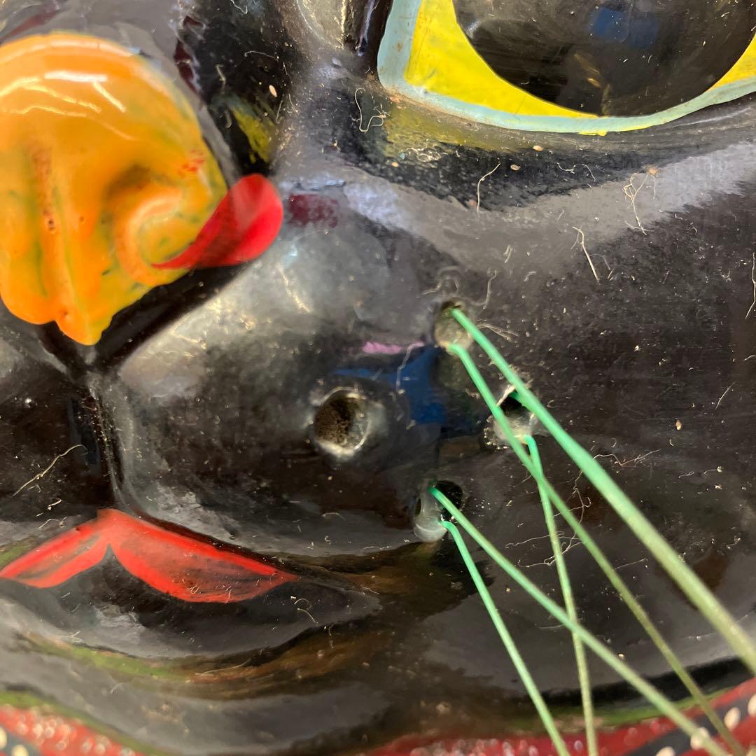 昭和レトロ 陶器製 貯金箱 黒猫 大型招き猫 まねきねこ 億万両 古道具オブジェ