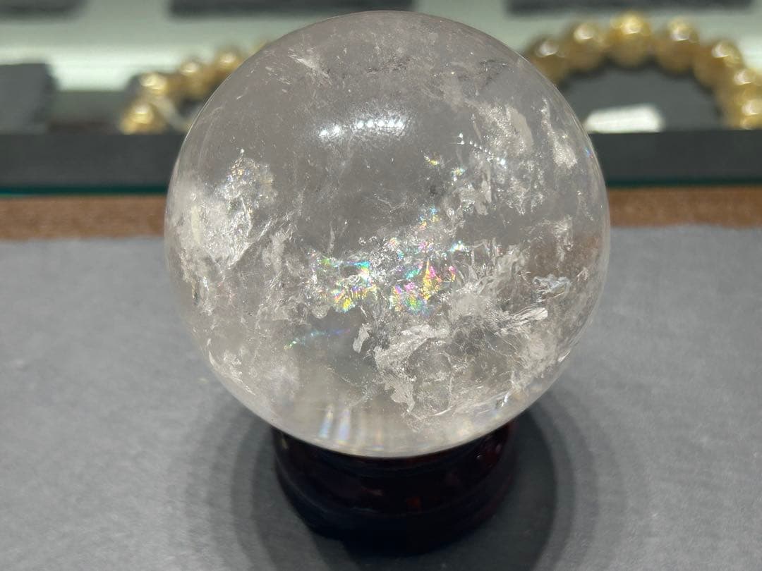 水晶丸玉　虹入り