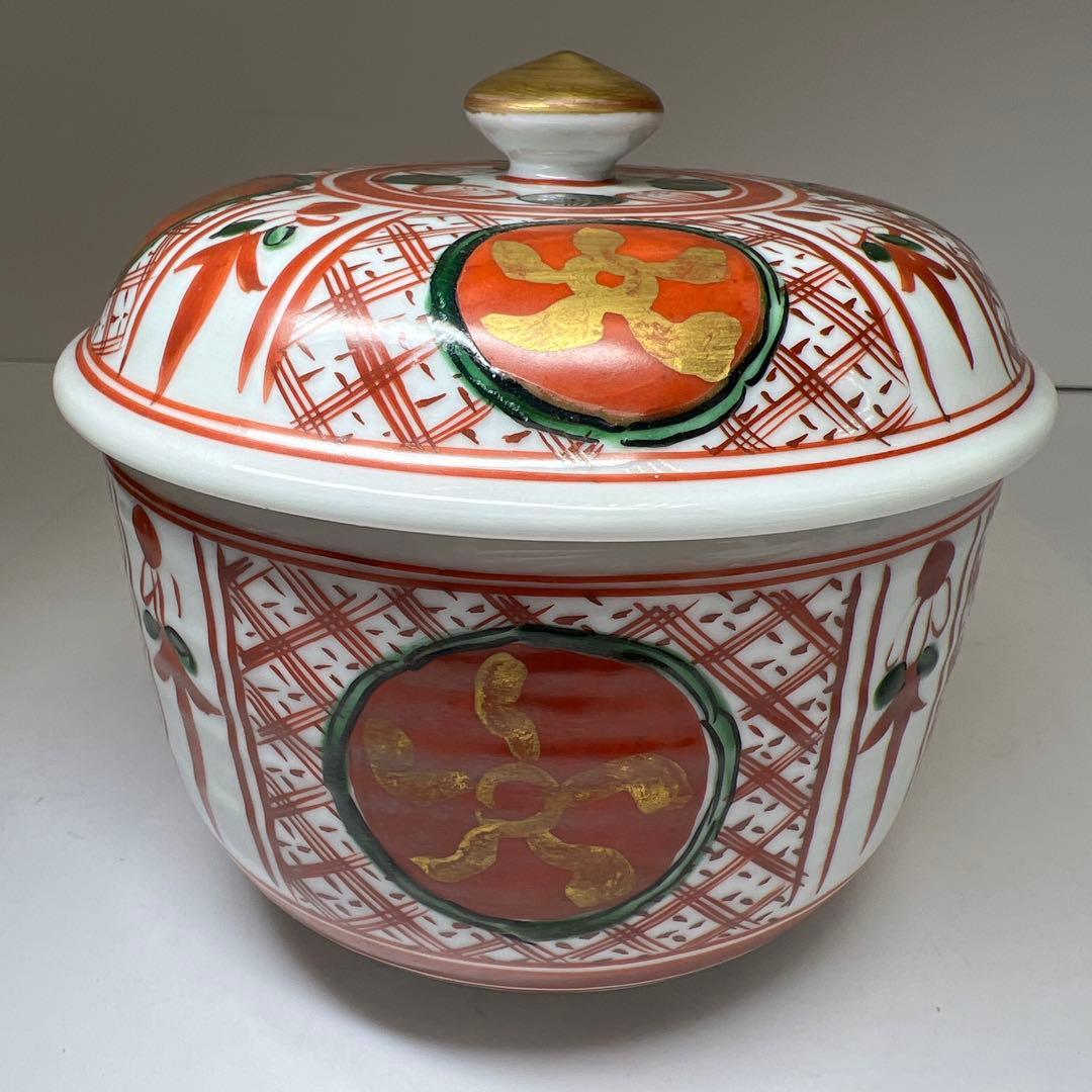 須田青華　呉須赤絵蓋物　砂付高台　共箱　高約15.5㎝　東Y8-0220☆2F大