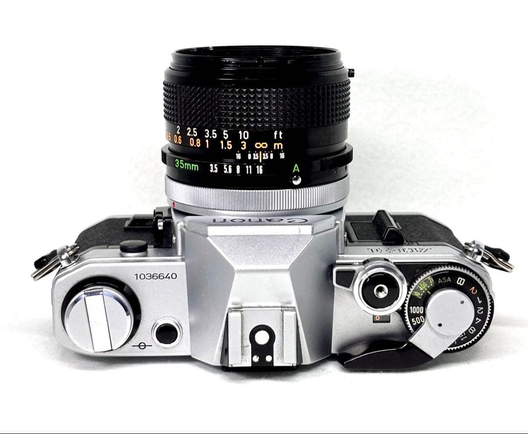 【整備品】キャノンフィルムカメラAE-1シルバー& FD35mm 3643612