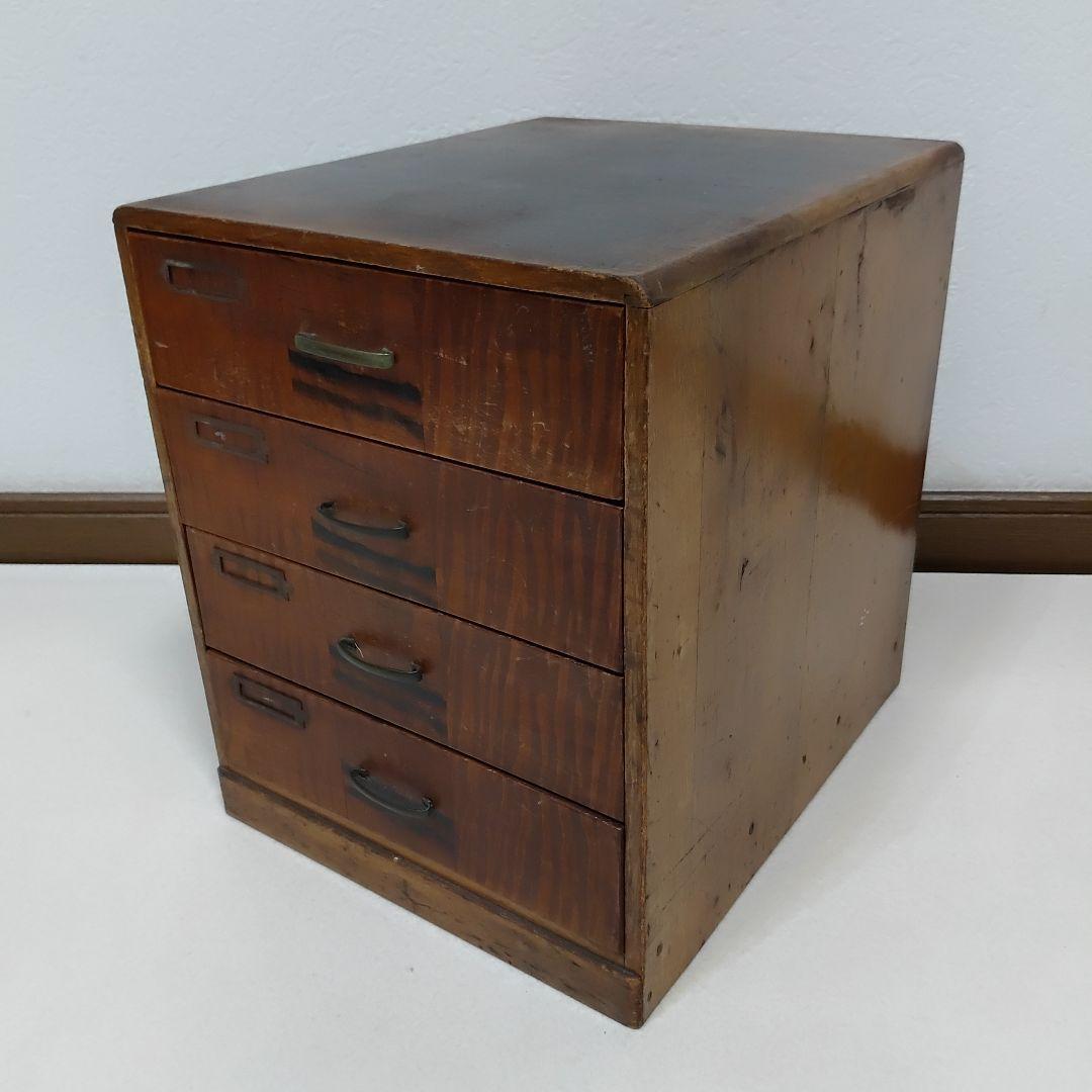 アンティーク古道具 引き出し4杯小引き出し レターケース ネームプレート付き