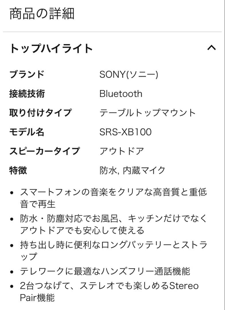 kskさま専用　SONY ワイヤレススピーカー SRS-XB100 グレー