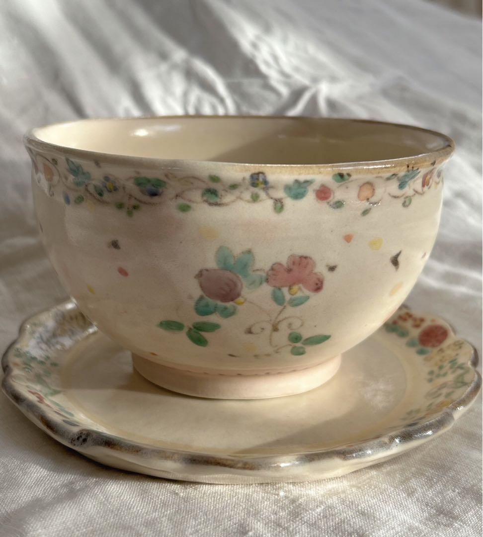 新品未使用❀　ははみや　うつわ　まる椀　絵付け　半磁器　陶芸　作家　京焼　益子焼