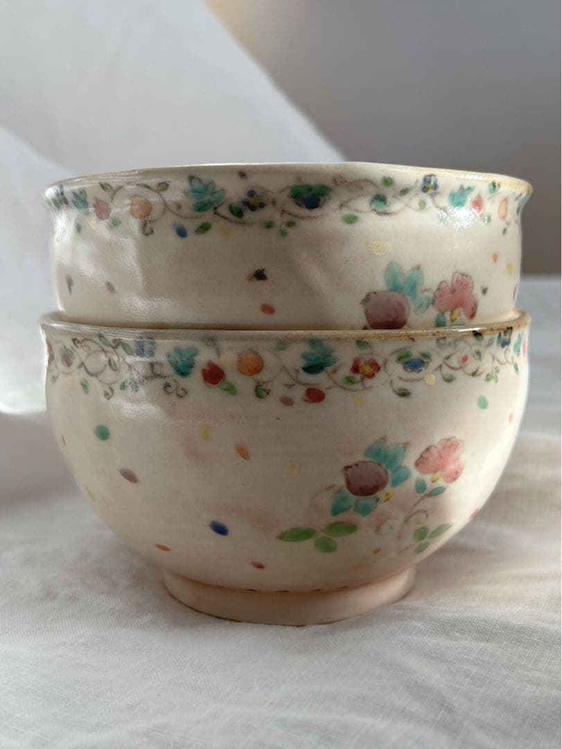 新品未使用❀　ははみや　うつわ　まる椀　絵付け　半磁器　陶芸　作家　京焼　益子焼