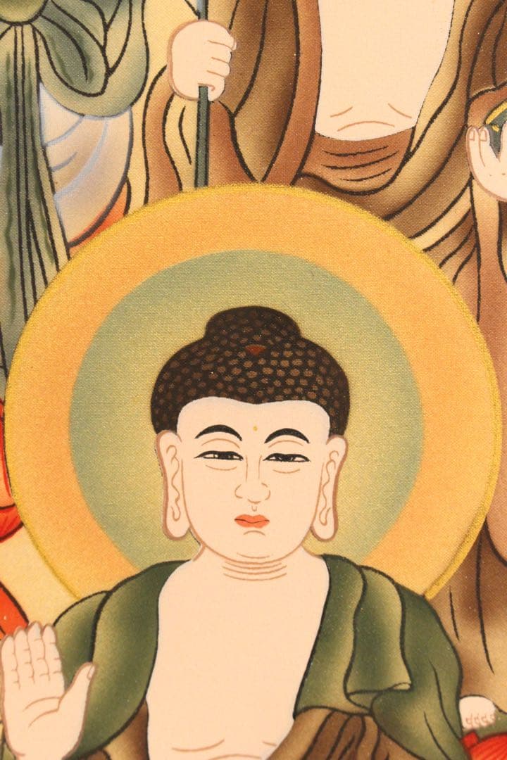 No5270 掛軸　福田素仙　十三仏図　絹本着色　合箱　絵画　古美術　送料無料