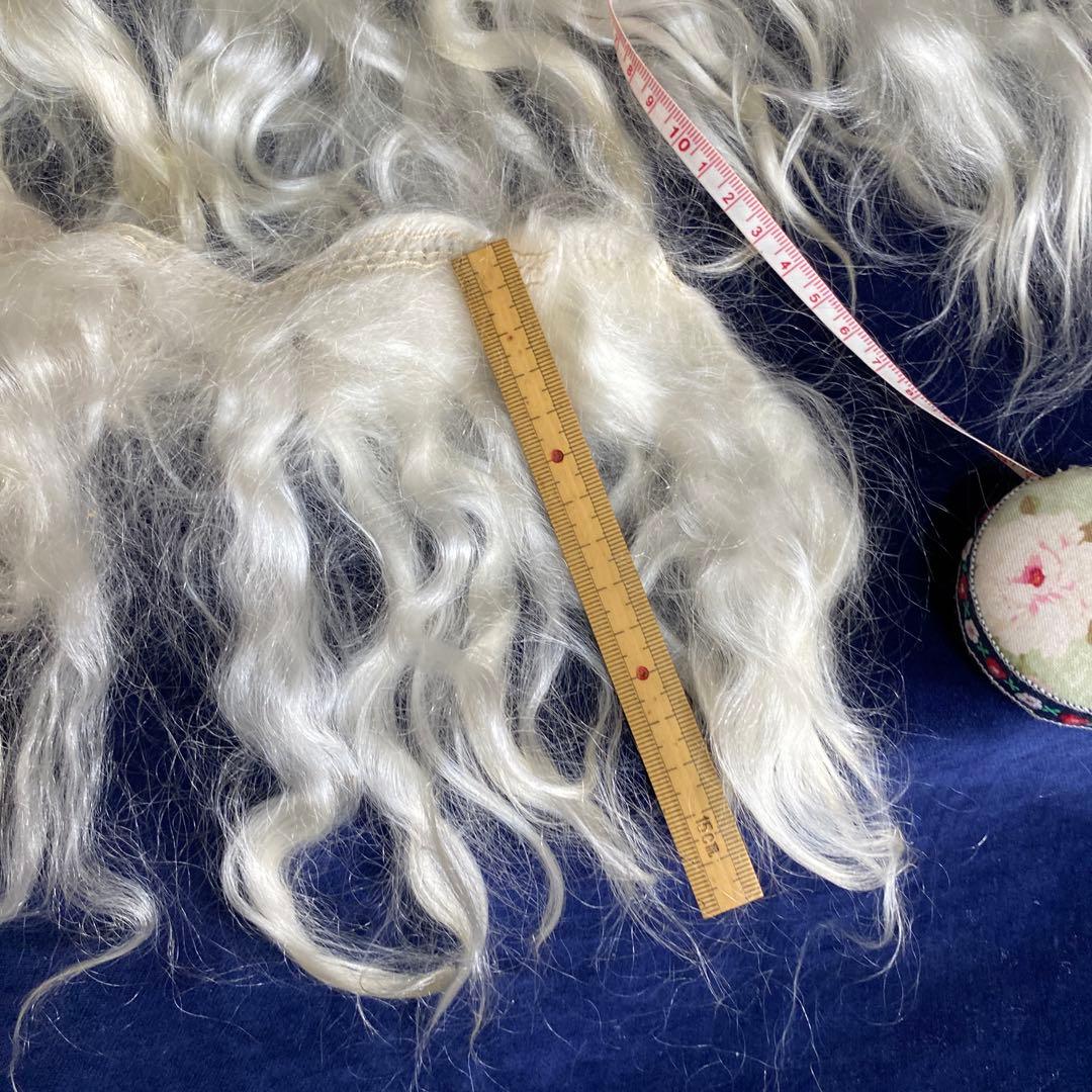 ビスクドール用モヘアロックウェフティング、ホワイト、約2ヤード　C