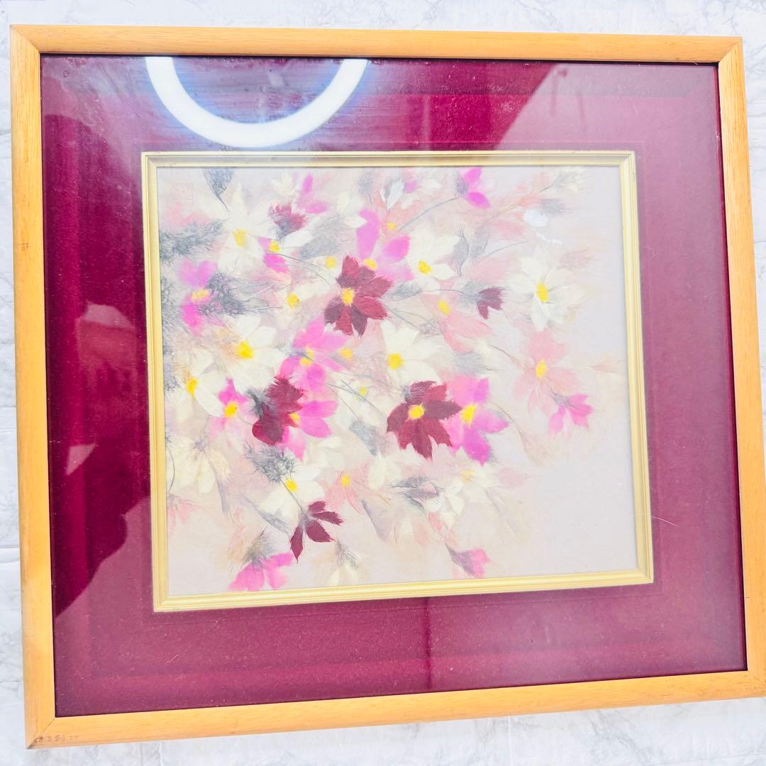 【アンティーク調】額装 絵画 花 金フレーム 木製額 41×38cm クラシック