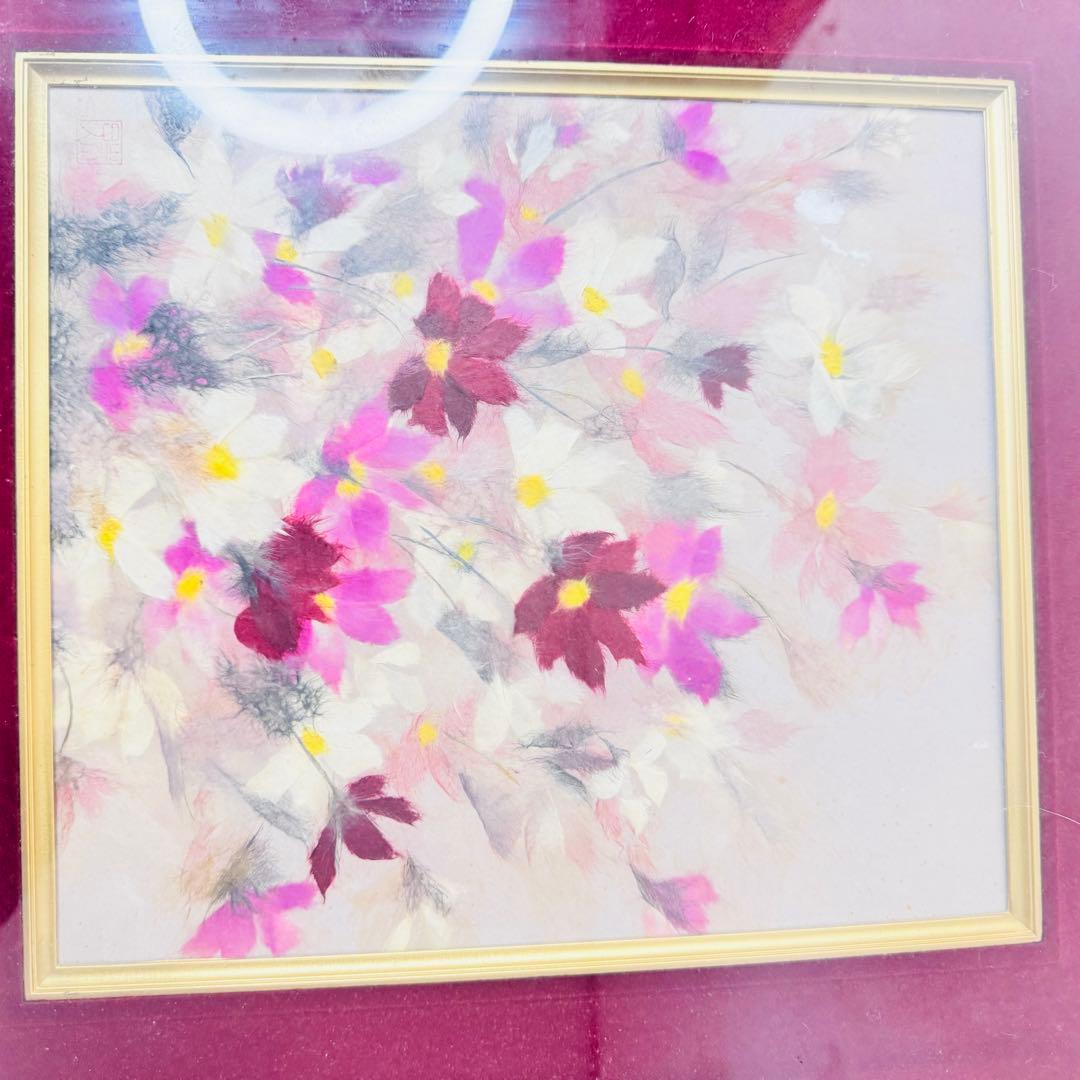 【アンティーク調】額装 絵画 花 金フレーム 木製額 41×38cm クラシック