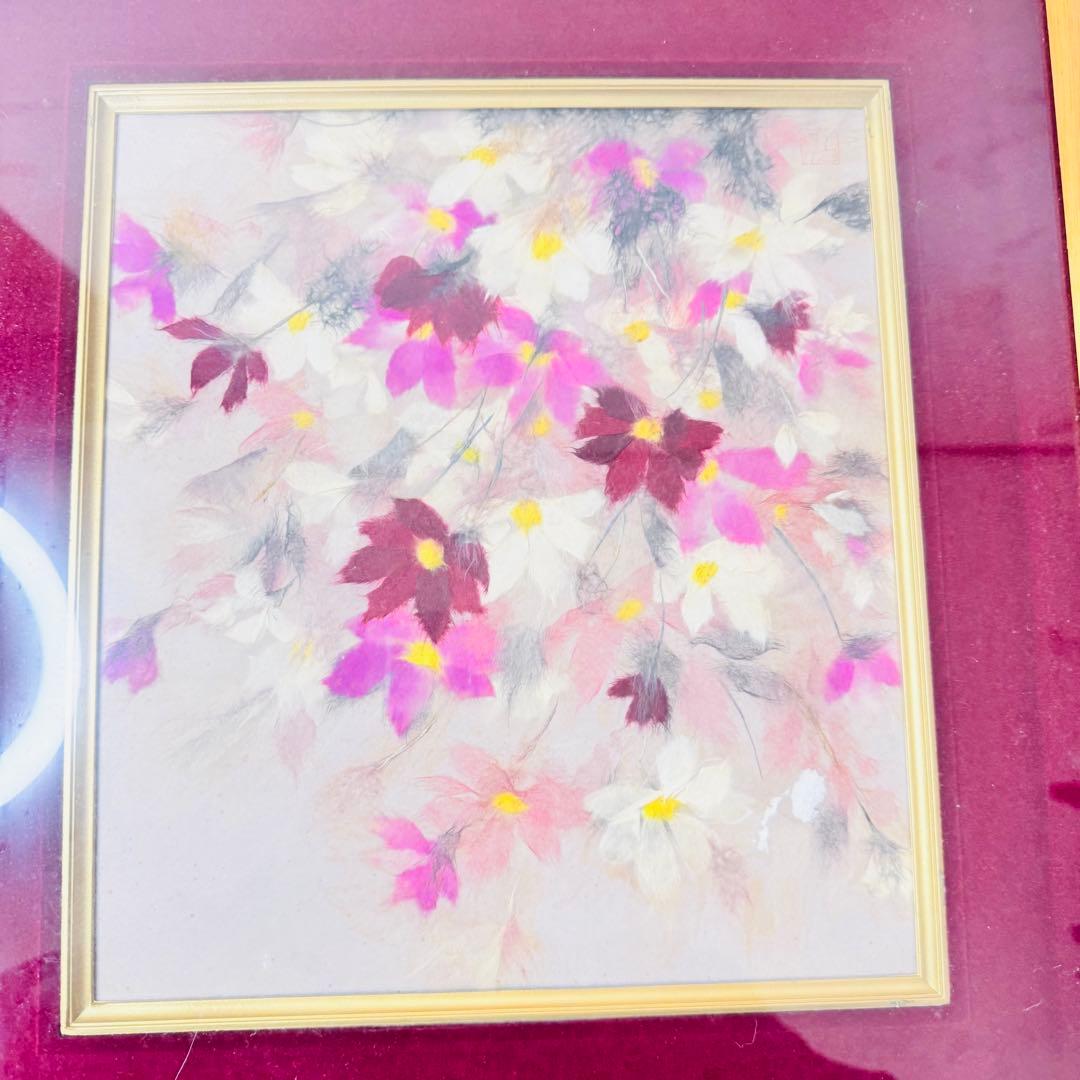 【アンティーク調】額装 絵画 花 金フレーム 木製額 41×38cm クラシック