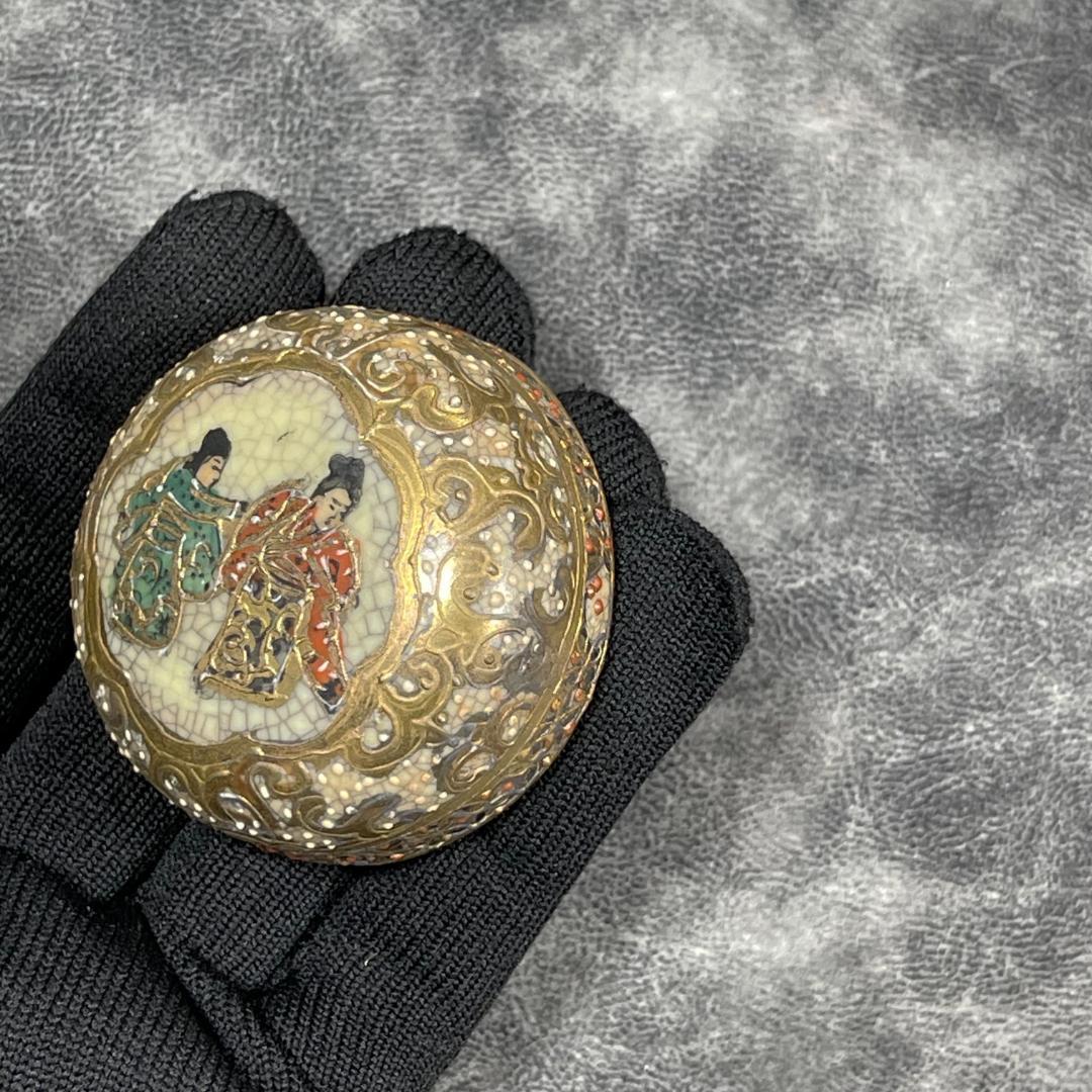 薩摩焼 金襴手 金彩 粒盛彩色 茶壺