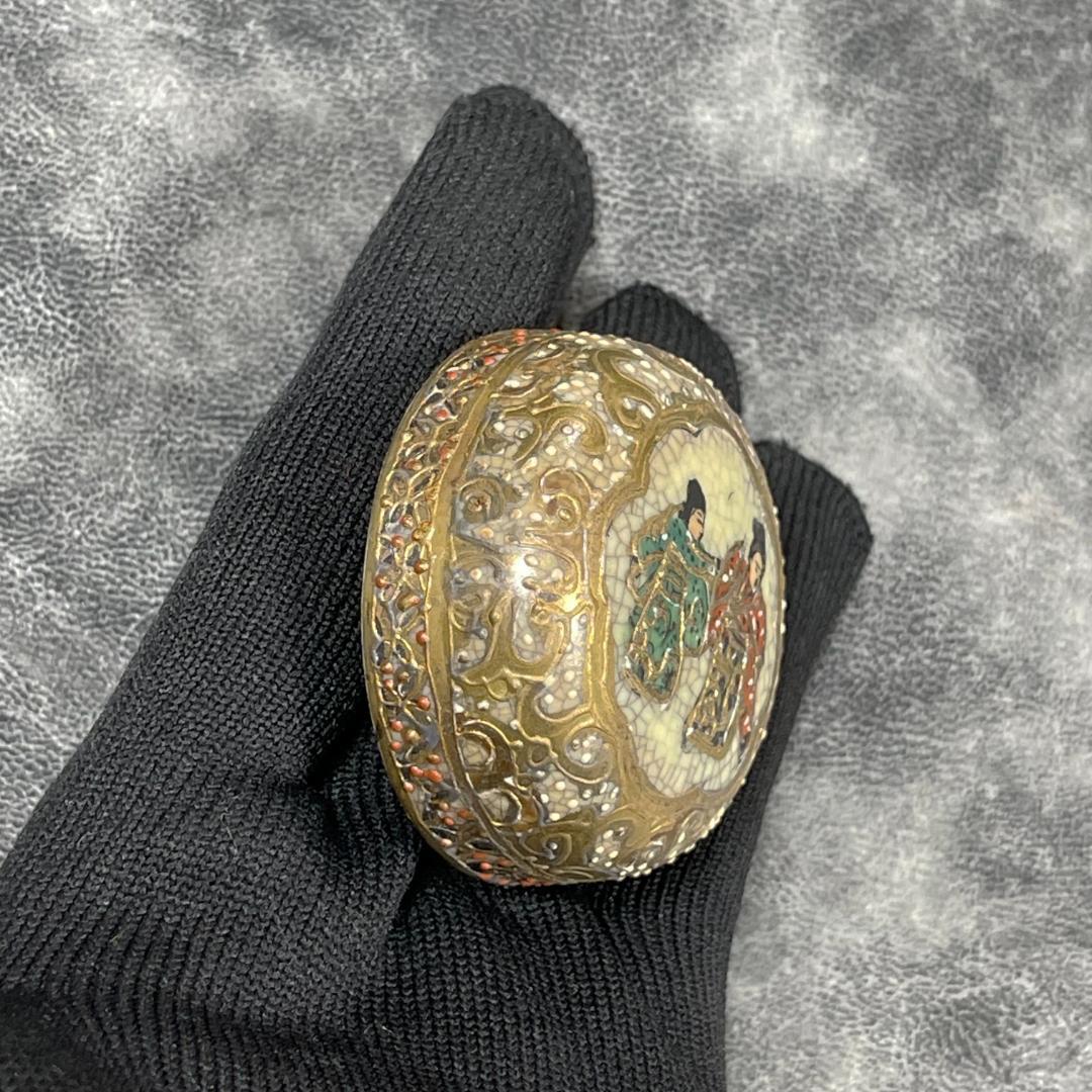 薩摩焼 金襴手 金彩 粒盛彩色 茶壺