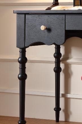 黒の木製テーブル　引出し３つ