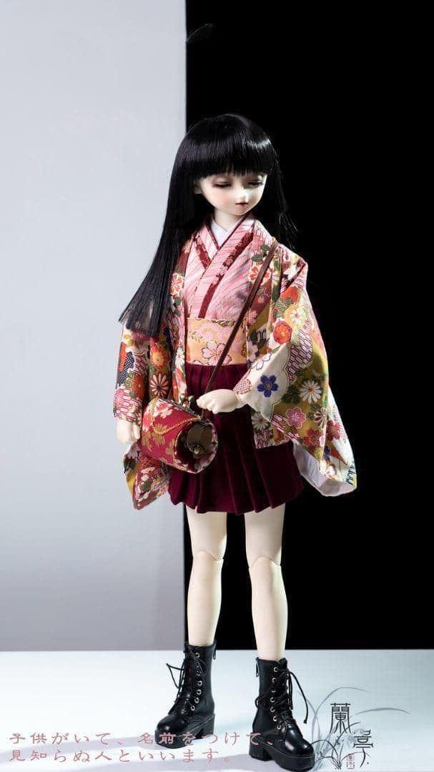 A87 BJD 1/3 ドール 衣装 振袖 和服 5点セット ハンドメイド