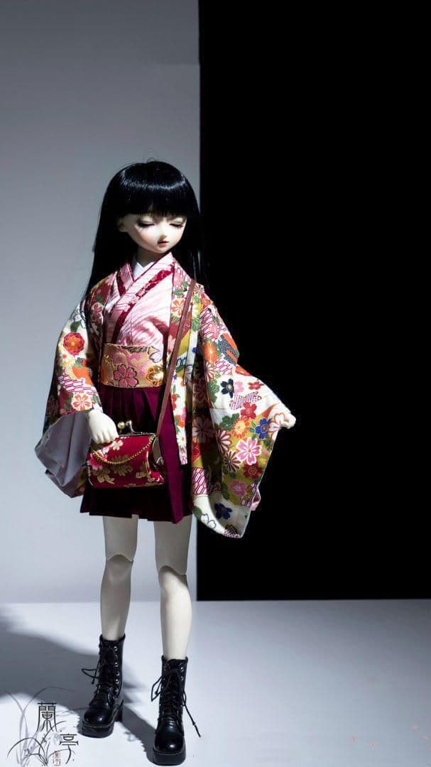 A87 BJD 1/3 ドール 衣装 振袖 和服 5点セット ハンドメイド