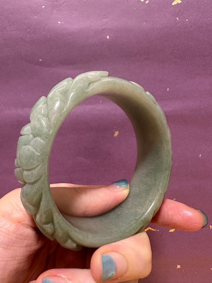 春節祭　グリーン薔薇バングル　シャー太翠　天然石バングル