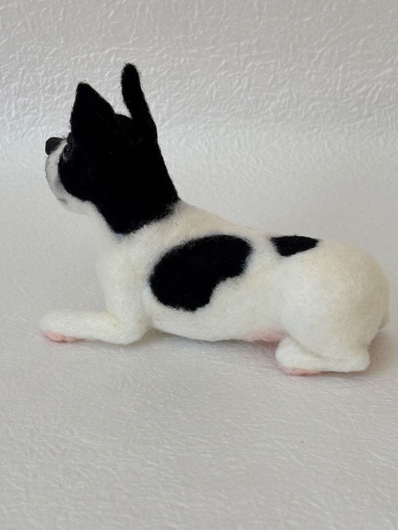 羊毛フェルト犬:手のひらフレンチブルドッグ/ハンドメイド