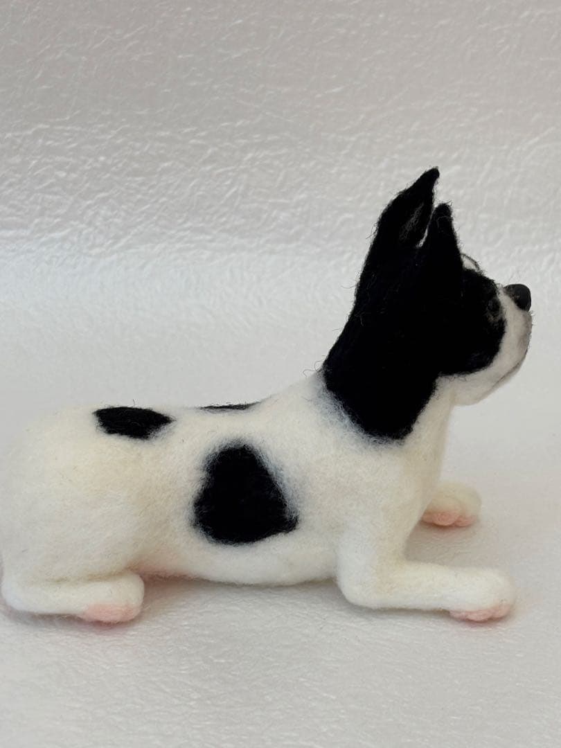 羊毛フェルト犬:手のひらフレンチブルドッグ/ハンドメイド