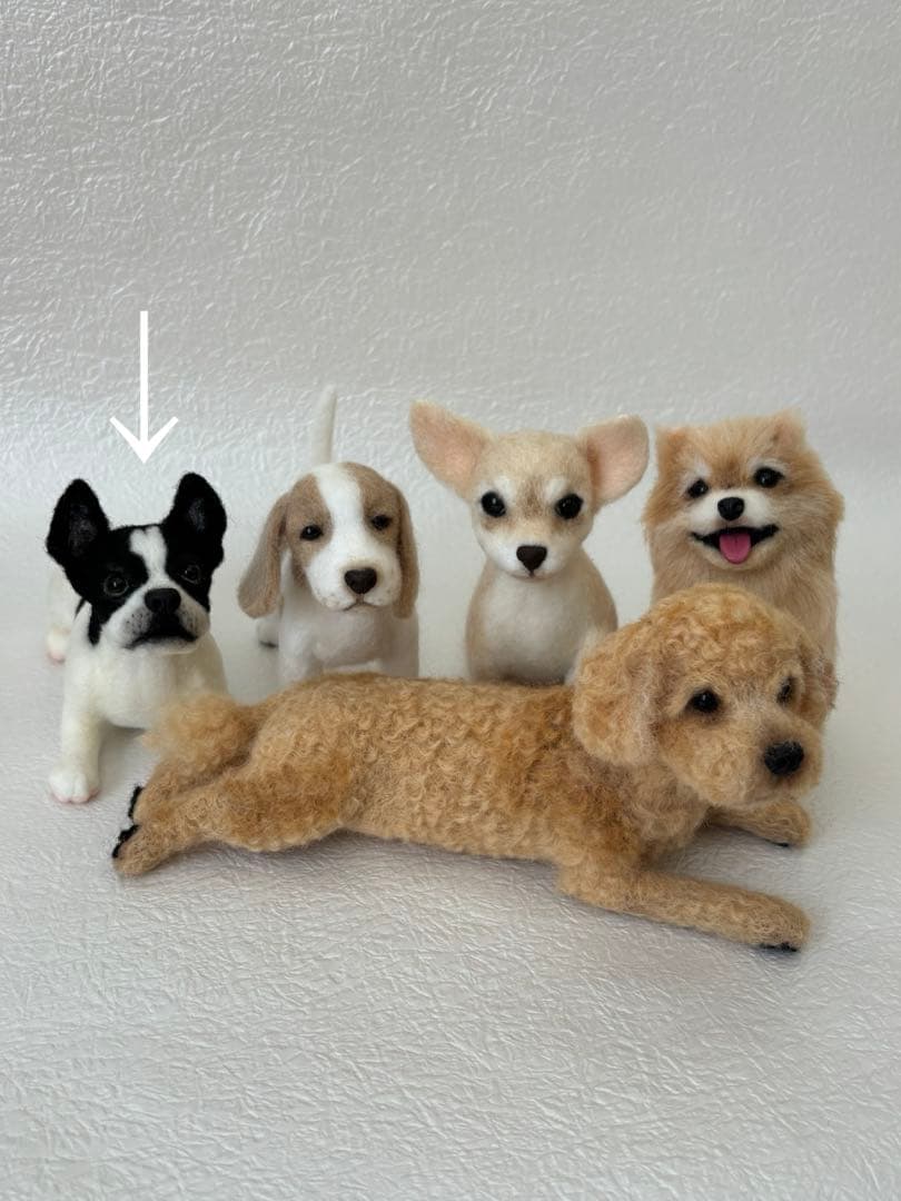 羊毛フェルト犬:手のひらフレンチブルドッグ/ハンドメイド