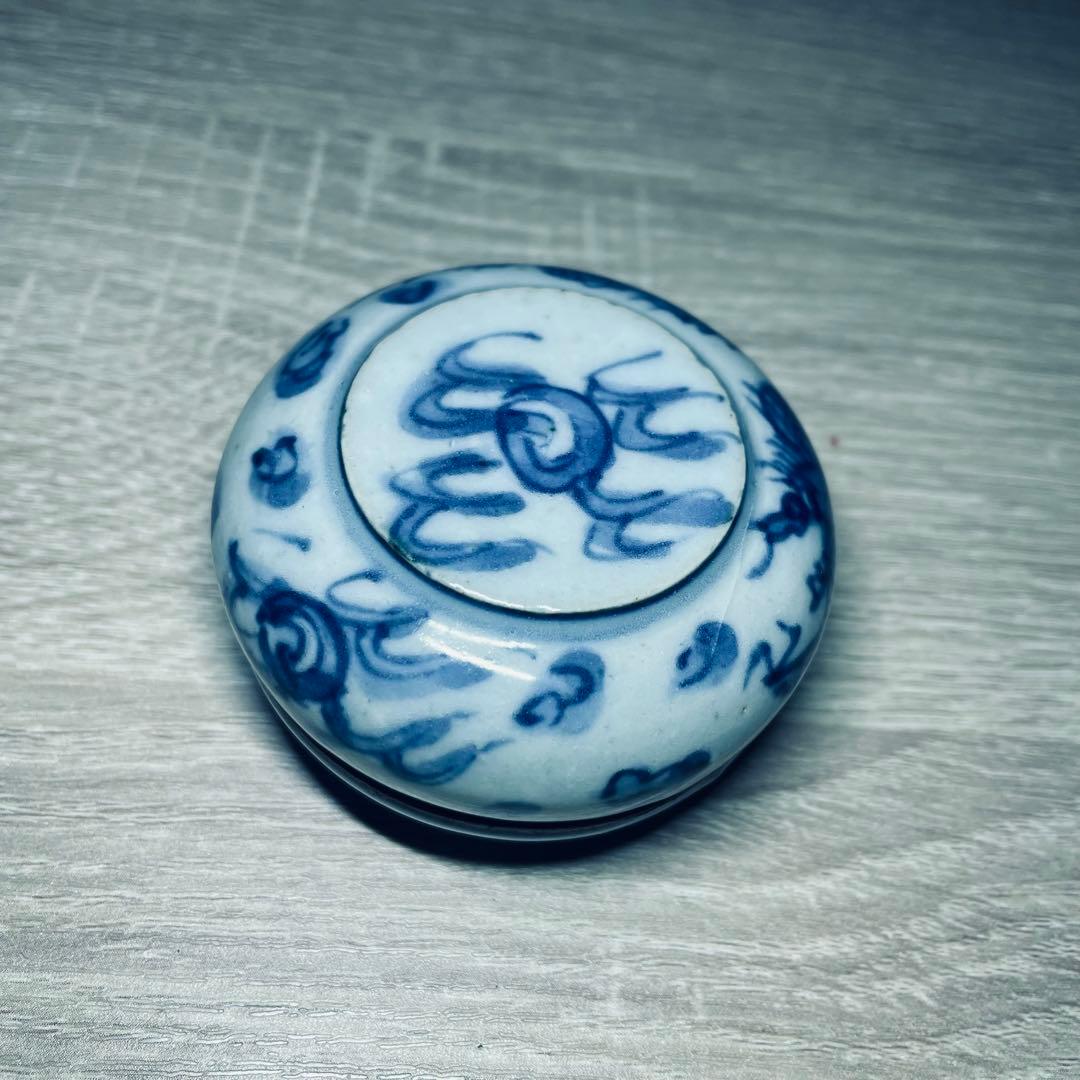香合　南京雲龍　龍図　時代物　中国　骨董品