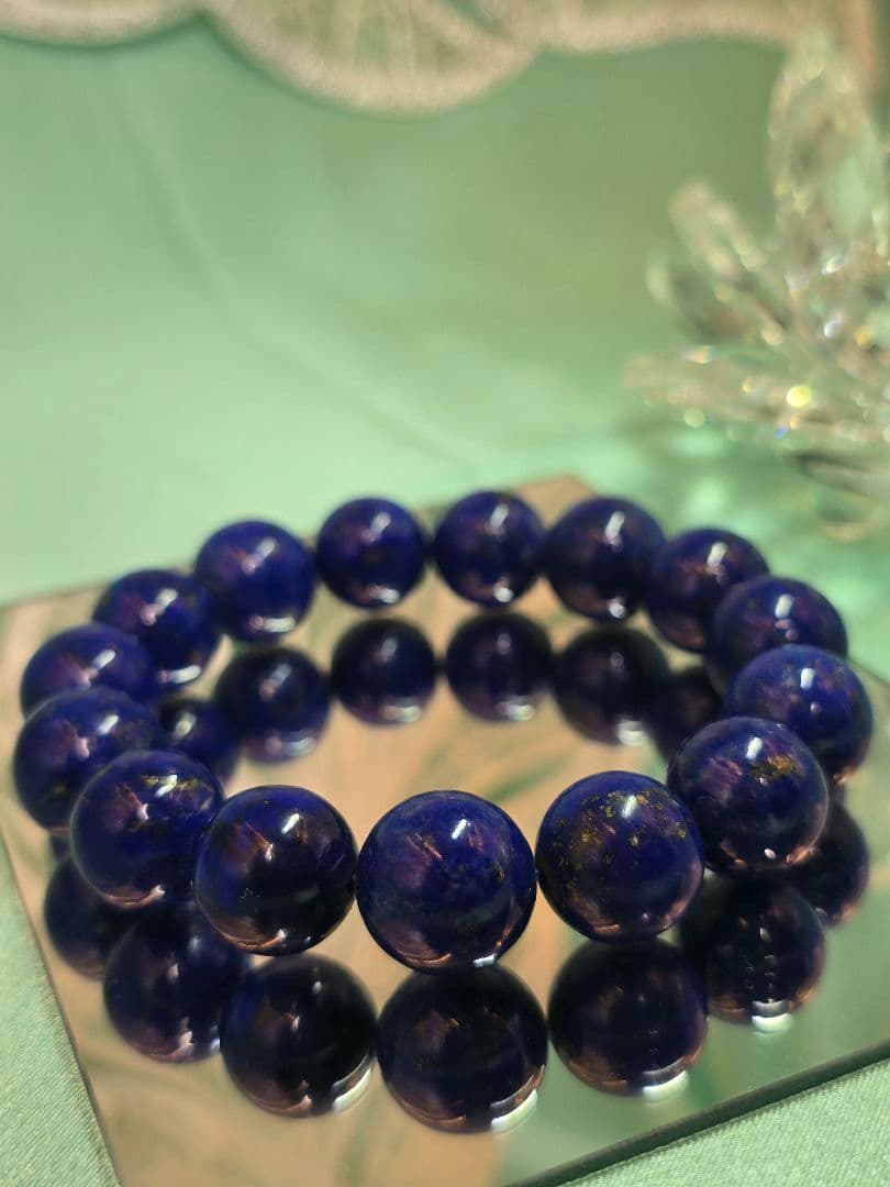 14.5㍉ラピスラズリブレス＆替えゴム:そしじポーチ＆さざれ石(希望者限定)