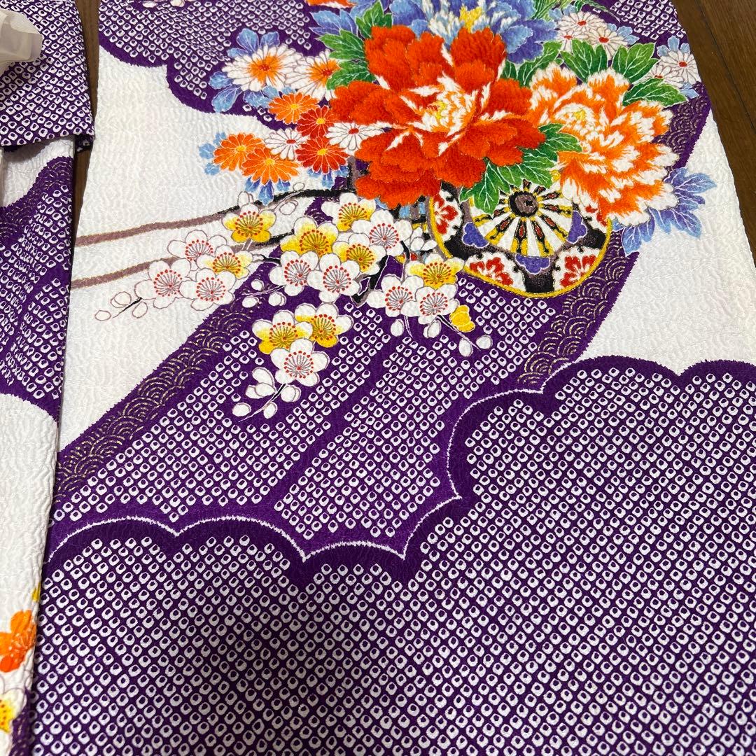 七五三 7歳着物セット 紫色絞り花柄