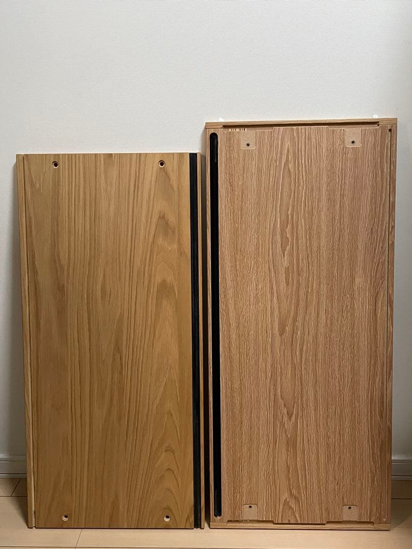 【無印良品】スチールユニットシェルフ用・ボックス・ガラス引き戸・オーク材