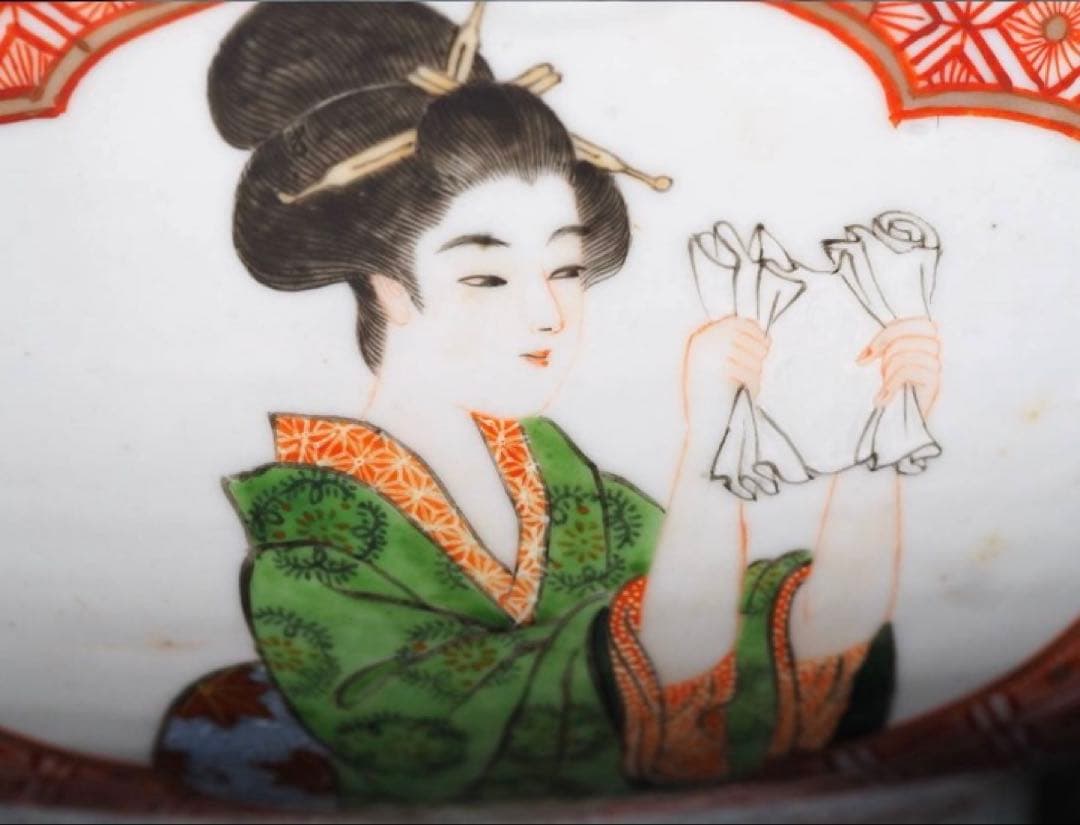 九谷焼 鉢碗 素晴らしき色彩美と超絶画力 貴重 幕末明治頃 代表的な 春画 美人