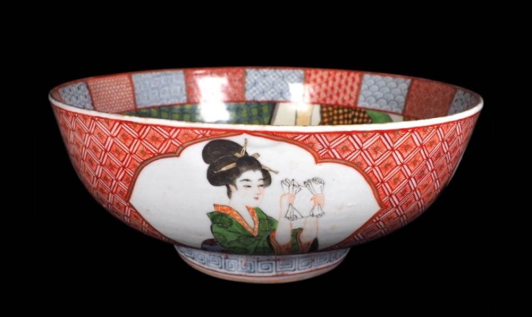 九谷焼 鉢碗 素晴らしき色彩美と超絶画力 貴重 幕末明治頃 代表的な 春画 美人