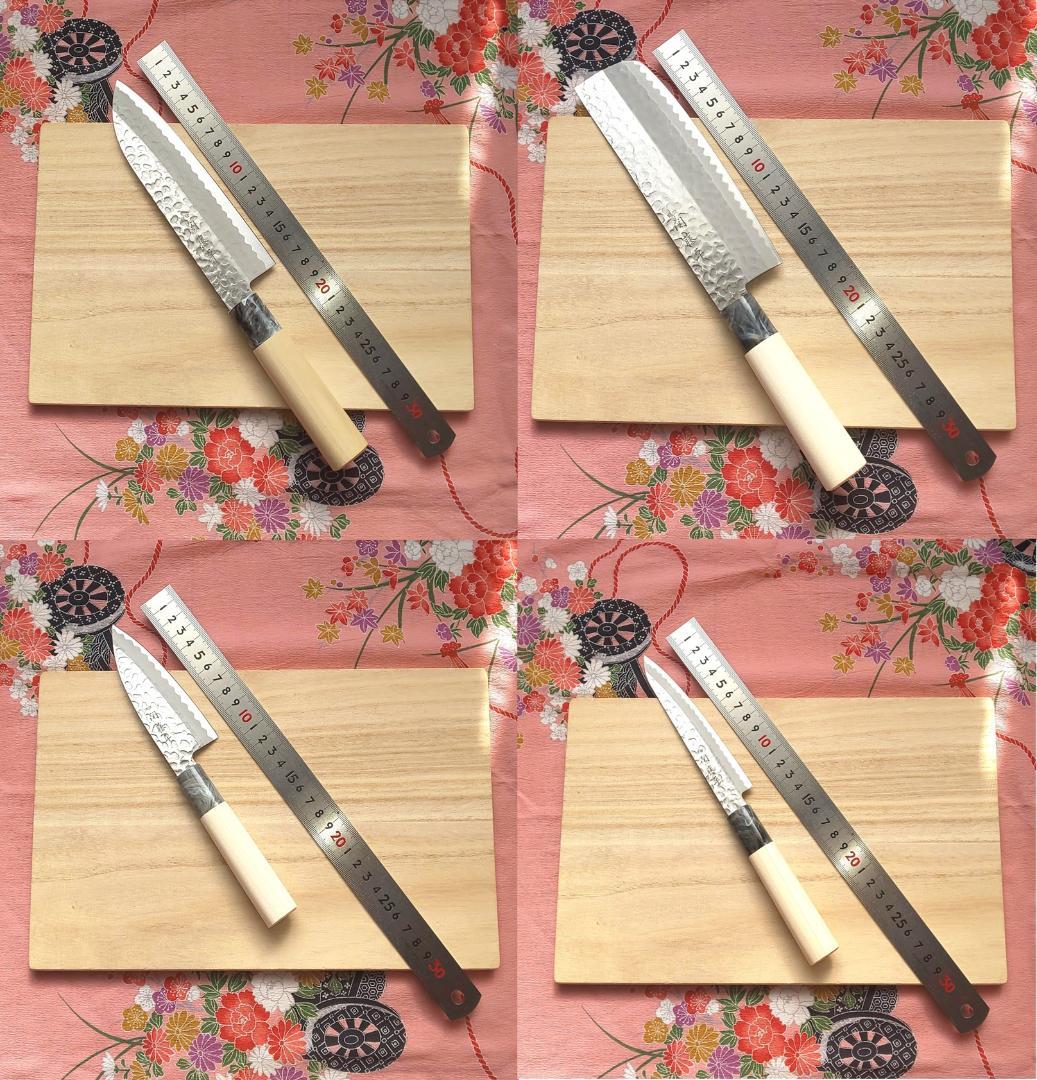 【贈り物に！】関藤平 鎚起 三徳・菜切り・小出刃・ペティナイフ ４本セット