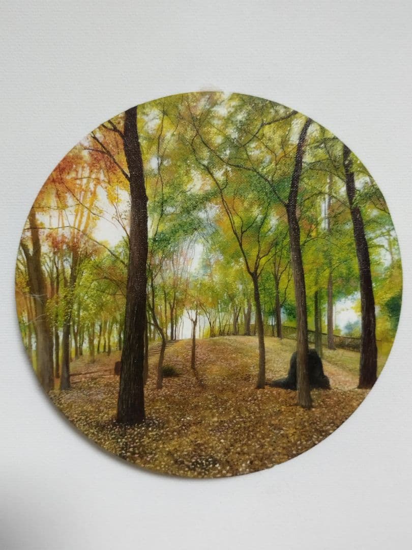 油絵 原画 写実画 公園