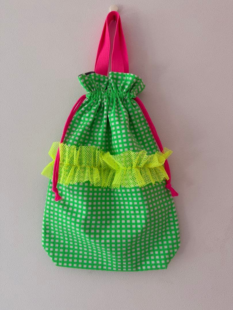 入園入学セット レッスンバッグ お着替え袋 上履き入れ フリル ネオン 女の子
