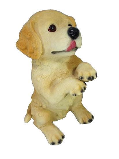 B品(多少の小傷)/犬付きガラステーブル/陶器犬/定価24000円/子犬の置物