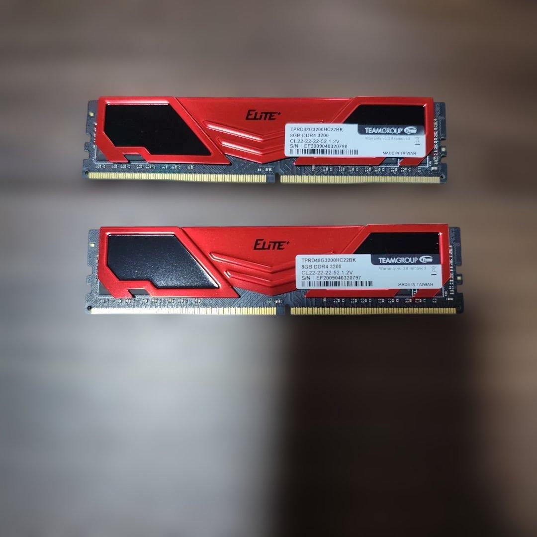 【週末大特価】TEAM DDR4 3200MHz 8GB メモリー2枚セット