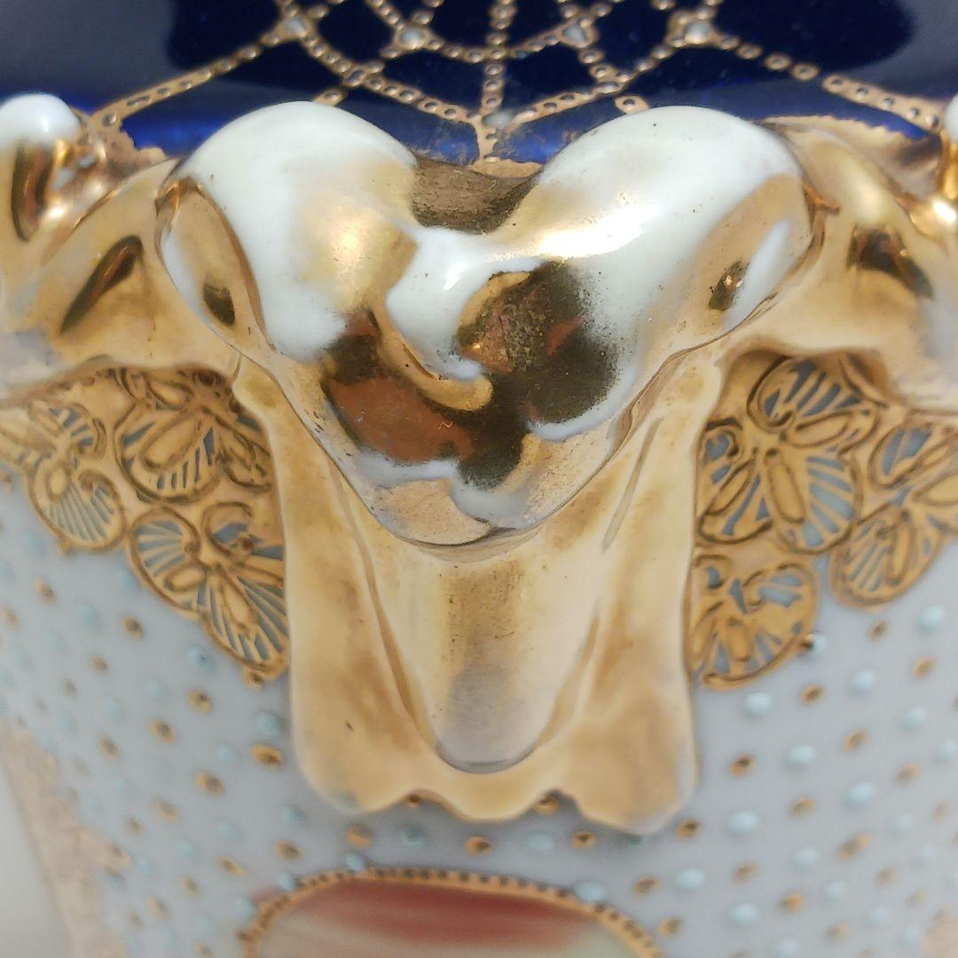 Y3036-3 オールドノリタケ マルキ印 風景文花瓶 輸出向け　L