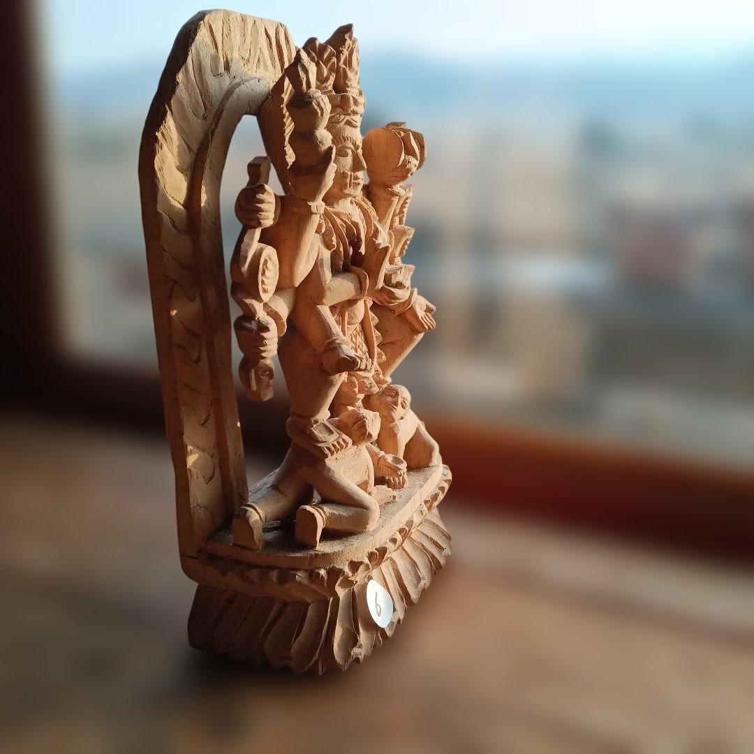 5.インドヒンズー教神木製神像 彫刻 約30cm、極小品
