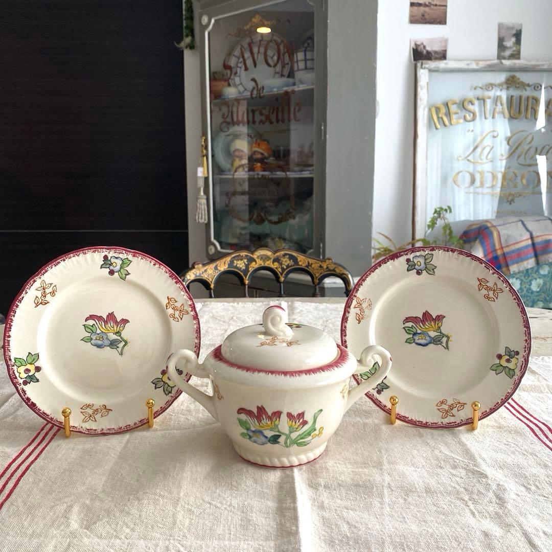 フランスアンティークLongwy ロンウィ マルセイユ　デザートプレート