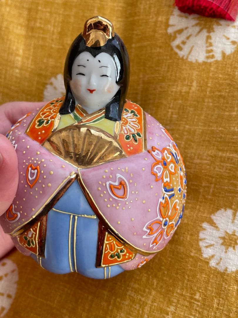 ￼￼ 九谷焼 桜盛 お雛様 ひな人形 陶器　三月 ことの兜五月人形　節句兜セット