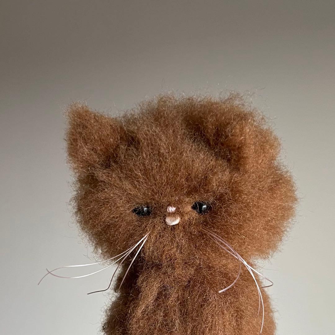 おすわり　猫　ハンドメイド　ぬいぐるみ　作家　アートドール　テディベア　320