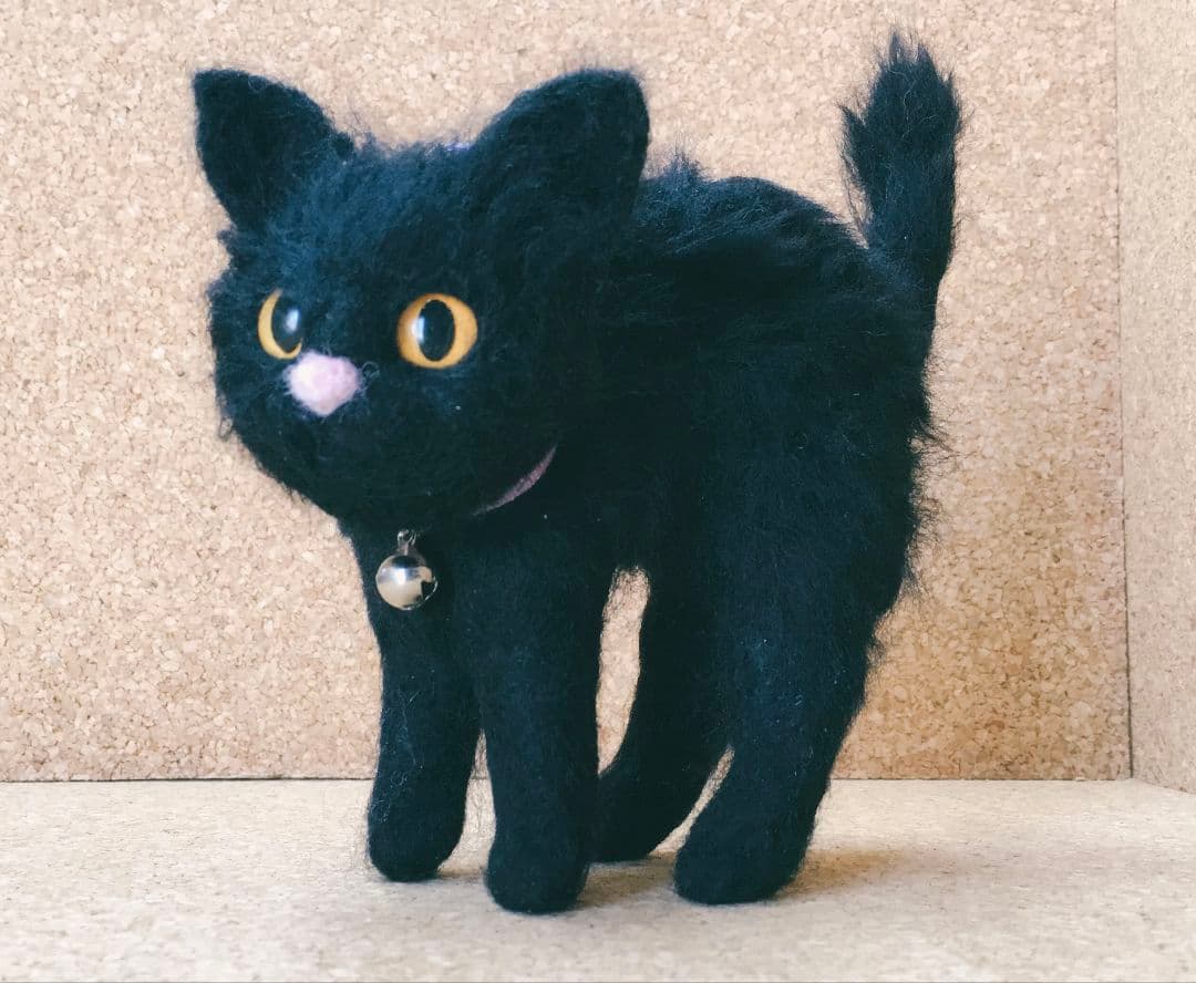 【やんのかポーズ】ハンドメイド羊毛フェルト猫